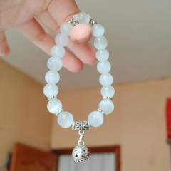 Wholesale Ethnic White Cat's Eye Round Beads Fashion Bracelet