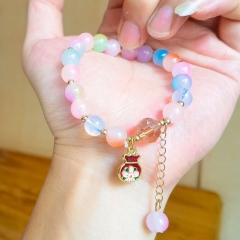 Wholesale 8mm Beads Sweet And Lovely Two-color Lucite Crystal Cartoon Bracelet