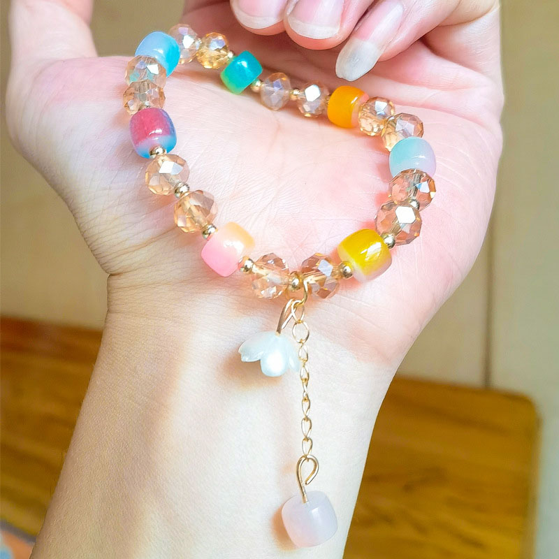 Wholesale Imitation Jade Sweet Colorful Lucite Two-color Crystal Bracelet