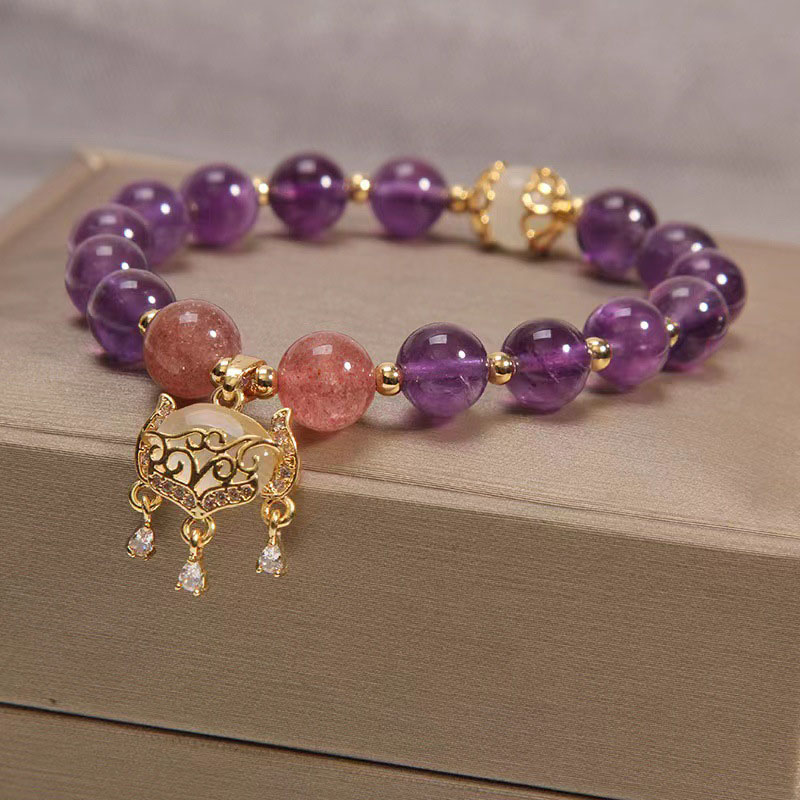 Wholesale Natural Amethyst Cat's Eye Stone Garnet Fashion Bracelet