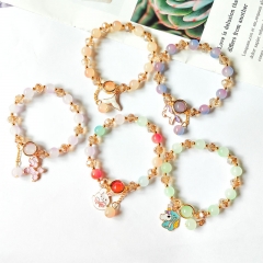 Wholesale Korean Version Of The Sweet Cartoon Two-color Gradient Crystal Bracelet