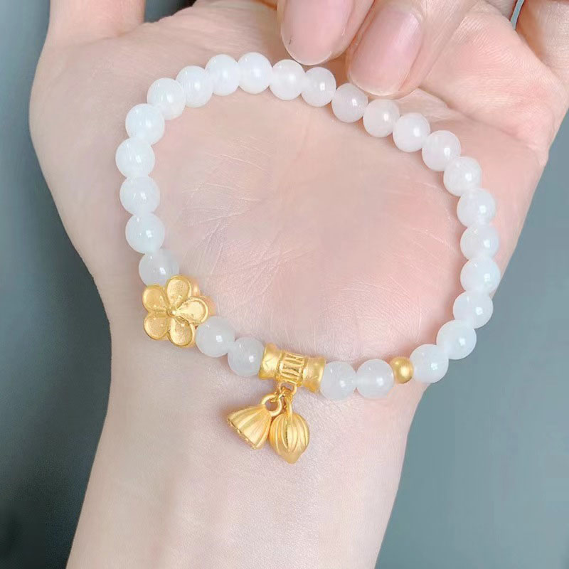 Wholesale Imitation Hetian Jade Peach Blossom Rosette Hetian Jade Bracelet