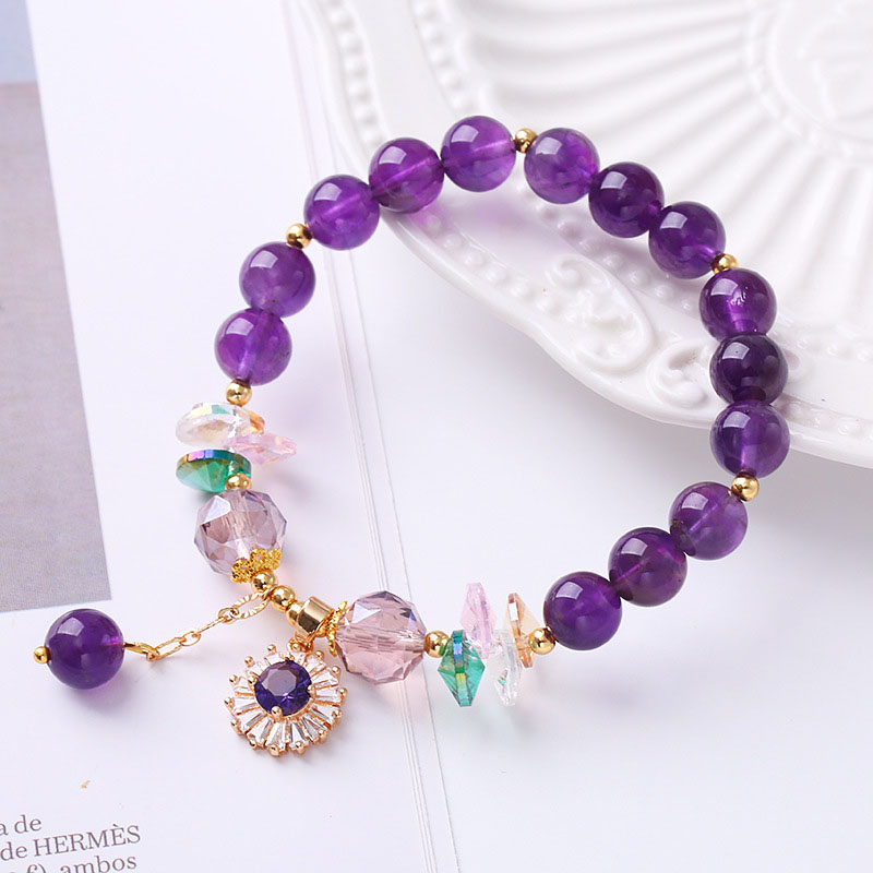 Wholesale Natural Purple Crystal Micro Set Zircon Bracelet