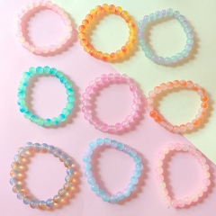 Wholesale Creamy Candy Color 8mm Round Beads Bicolor Gradient Crystal Bracelet