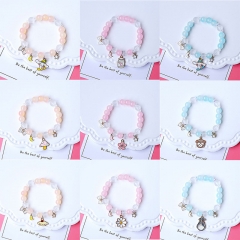 Wholesale Pink Crystal White Crystal Cute Cartoon Rabbit Daisy Bead Bracelet
