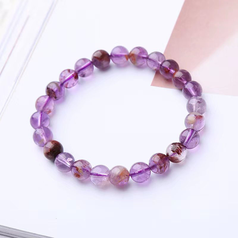 Wholesale Natural Purple Titanium Crystal Purple Ghost Amethyst Bracelet