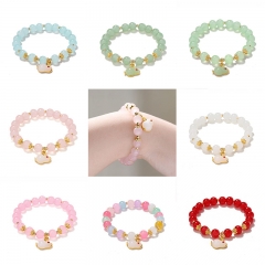 Wholesale Imitation Hetian Jade Rabbit Crystal Bracelet With Diamonds