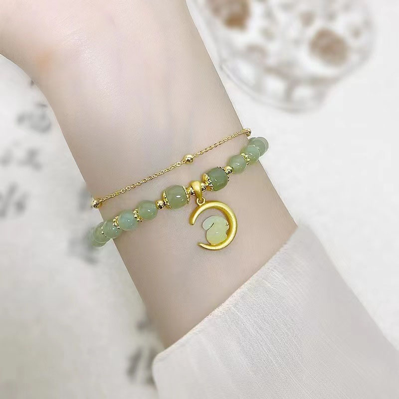 Wholesale Korean Dull And Cute Jade Rabbit Imitation Jade Light Luxury Sweet Bracelet