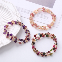 Wholesale Colorful Tourmaline Three Circles Strawberry Crystal Amethyst Bracelet