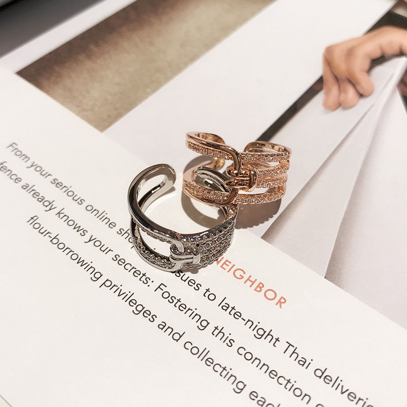 Wholesale Fashion Exaggerated Copper Micro-set Zircon Ring