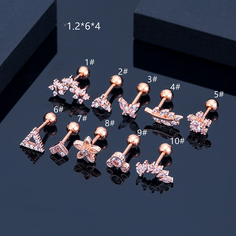 Zirconia Stainless Steel Anchor Rose Gold Plated 4mm Ball Ear Bone Studs Vendors