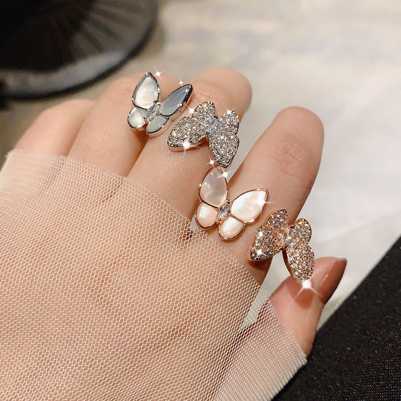 Wholesale Fashion Simple Cat's Eye Stone With Diamond Open Ring