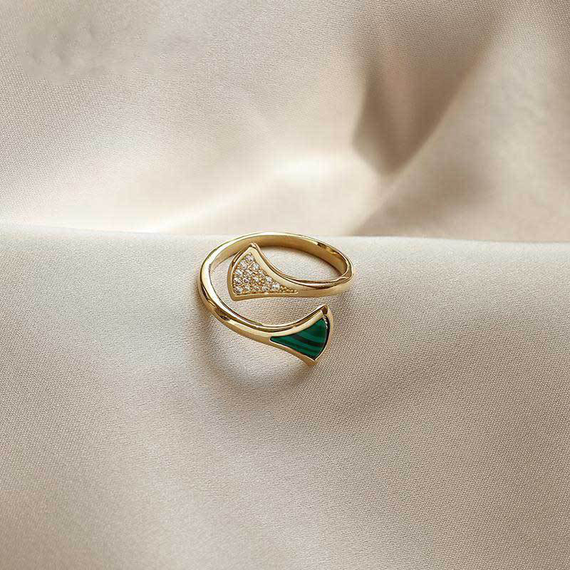 Wholesale Leaf Fashion Korean Version Of Simple Copper Micro-set Zirconia Ring