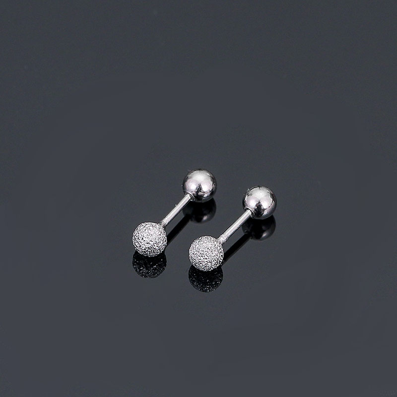 925 Sterling Silver Screw Double-headed Screw Clasp Silver Beans Frosted Ear Bone Studs Vendors
