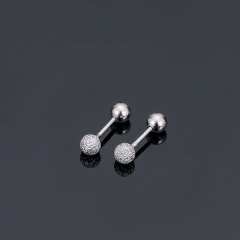 925 Sterling Silver Screw Double-headed Screw Clasp Silver Beans Frosted Ear Bone Studs Vendors