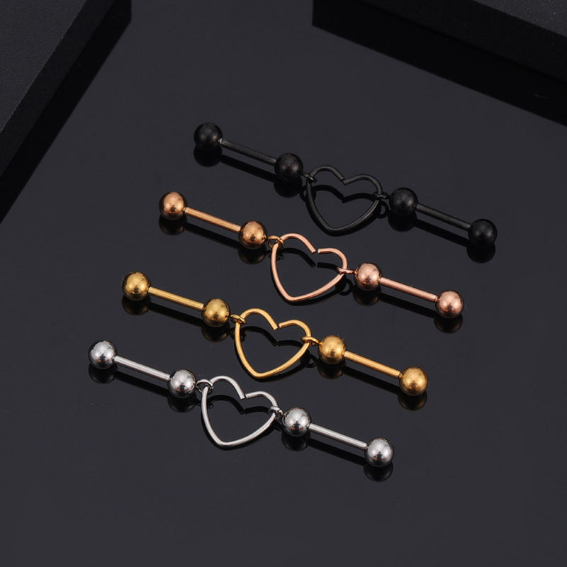 Ear Bone Studs Heart-shaped Stainless Steel Screw Earrings Punk Cartilage Piercing Supplier