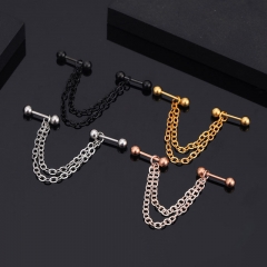 Ear Bone Studs Ear Chains Double Ear Bone Clips Stainless Steel Piercing Supplier