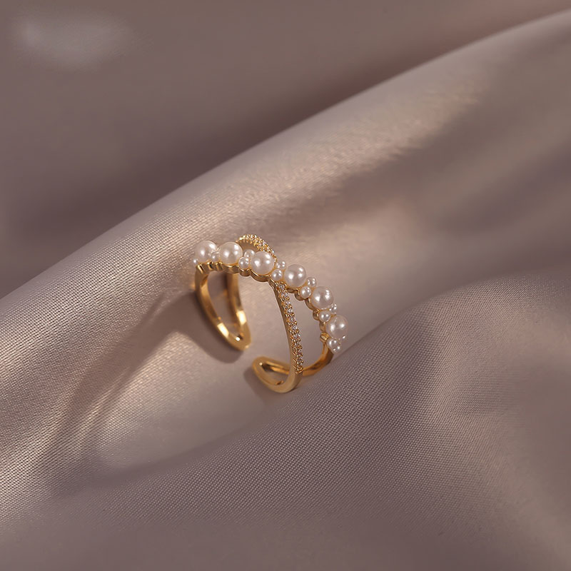 Micro-set Zircon Pearl Opening Light Luxury Ring Supplier