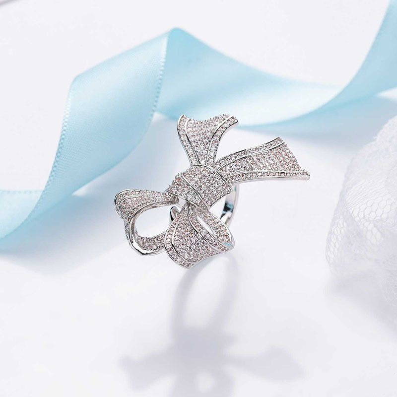 Hollow Fashion Bow Sweet Adjustable Finger Ring Supplier