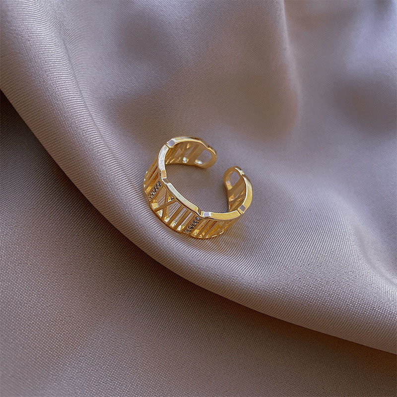 Copper Zircon Roman Numerals Fashion Simple And Elegant Open Ring Supplier