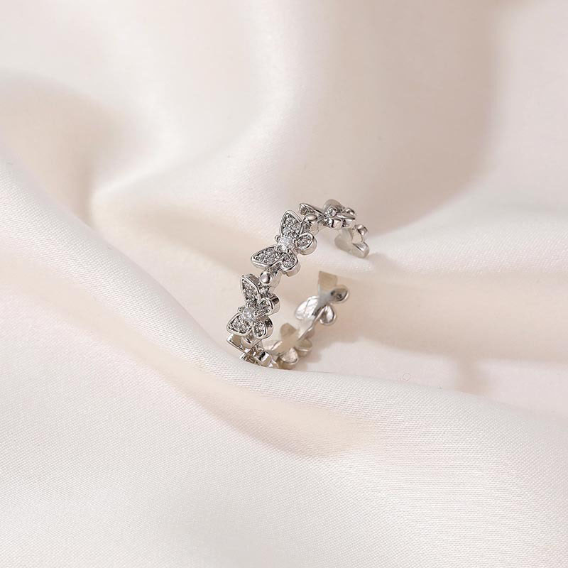 Butterfly Opening Adjustable Zirconia Fashion Simple Finger Ring Vendors