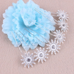 Wholesale Bride Wedding Alloy Flowers With Diamonds U-shaped Hairpin