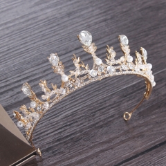 Wholesale Bridal Gold Crystal Baroque Crown Hair Ornaments