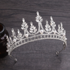 Wholesale Bridal Pearl Rhinestone Baroque Hair Band Crown