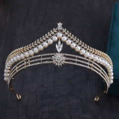 Bridal Luxury Headdress Pearl Korean Baroque Crown Supplier