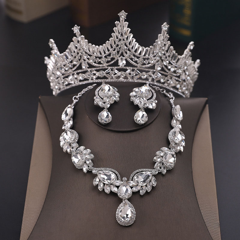 Crown Tiara Necklace Earrings Set Vendors