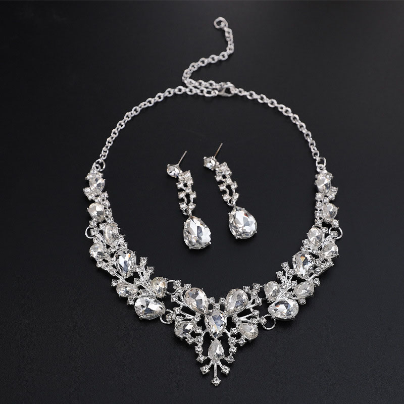Bridal Crystal Rhinestone Necklace Earrings Set Supplier