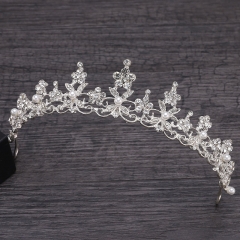 Simple Bridal Crown Alloy With Rhinestone Leaves Hair Ornaments Supplier