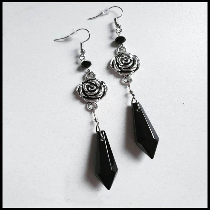 Black Rose Red Crystal Secondary Ear Hooks Suppliers