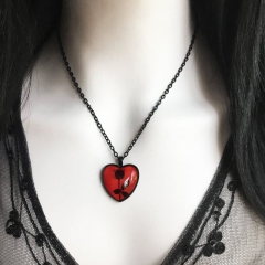Fashion Vintage Black Rose Glass Time Gemstone Necklace Suppliers