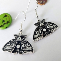 Gothic Silver Sun And Moon Pattern Moth Fashion Simple Dangle Earrings Suppliers