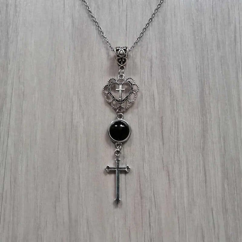 Vintage Love Crystal Cross Hip Hop Pendant Necklace Sweater Chain Suppliers