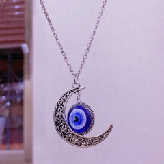 Turkish Alloy Moon Evil Eye Pendant Necklace Suppliers