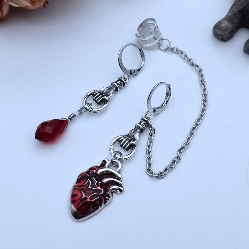 Heart Asymmetrical Witch Goth Vampire Ghost Earring Chain Suppliers