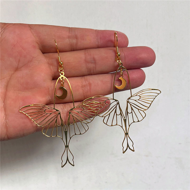 Gold Moth Laser Cut Gold Plated Brass Clipable Earrings Suppliers