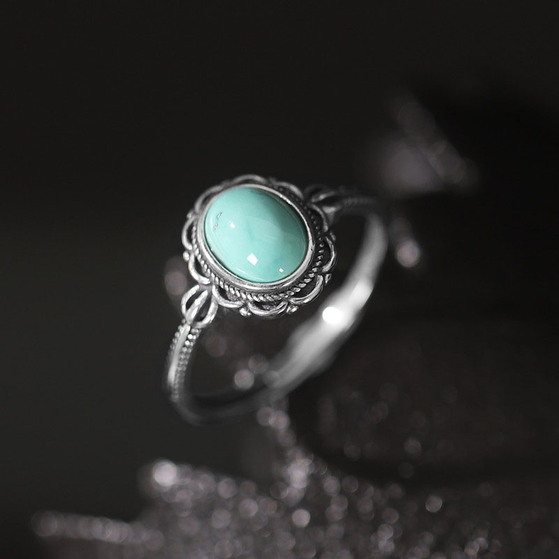 Alloy Artificial Turquoise Geometric Open End Adjustable Ring Distributors