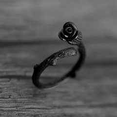 Gunmetal Black Plated Rose Flower For Women Adjustable Joint Ring Distributors