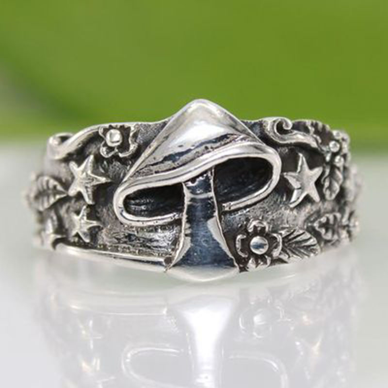 Alloy Fashion Vintage Mushroom Pentagram Ring Distributors