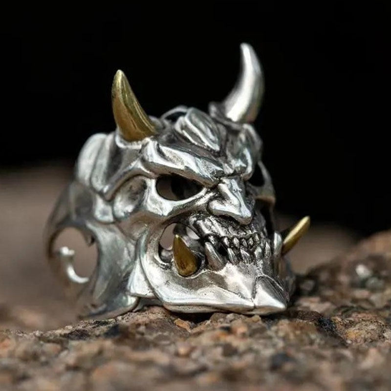 Alloy Masked Skull Two-tone Ring Distributors