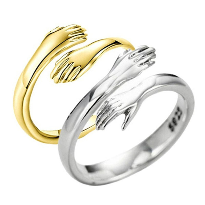 Alloy Simple Hands Embrace Opening Adjustable Ring Distributors