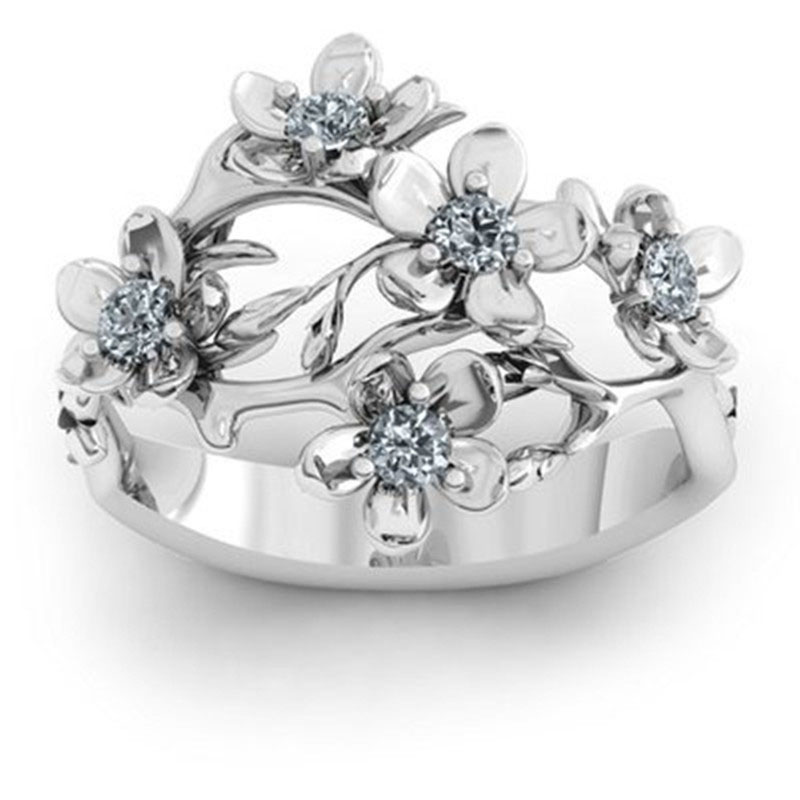 Alloy Flower Twig Botanical Ring Distributors