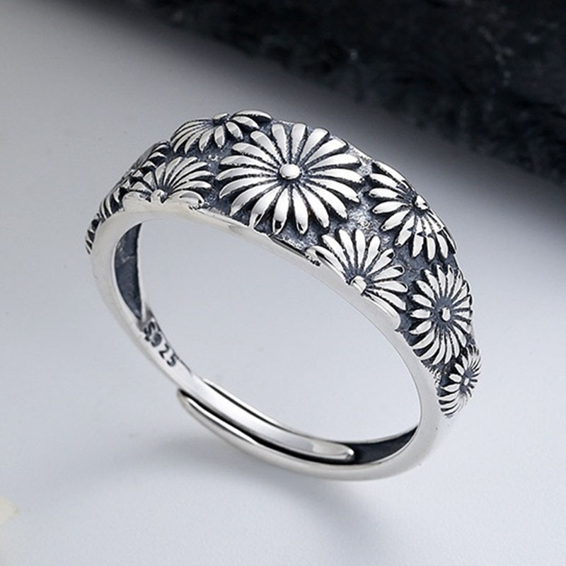 Alloy Floral Daisy Opening Adjustable Ring Distributors