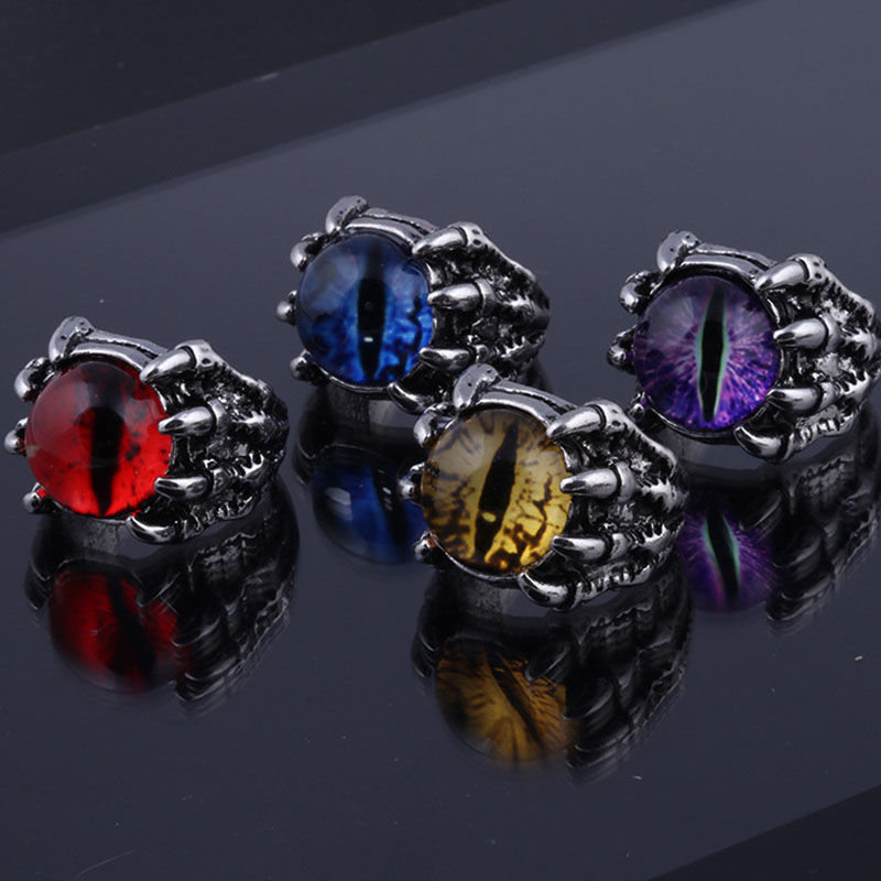 Alloy Geometric Devil's Eye Opening Adjustable Skull Claw Ring Distributors