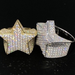 Hip Hop Full Diamond Micro Set Pentagram Ring Distributors