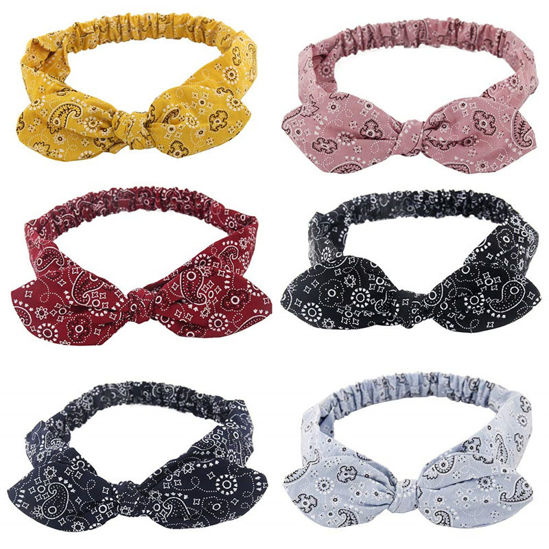 Wholesale Jewelry Colorful Retro Rabbit Ears Elastic Knotted Hair Band