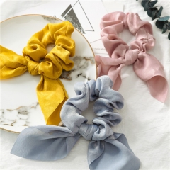 Wholesale Jewelry Puffy Tassel Knotted Simple Solid Color Rabbit Ears Satin Large Intestine Circle